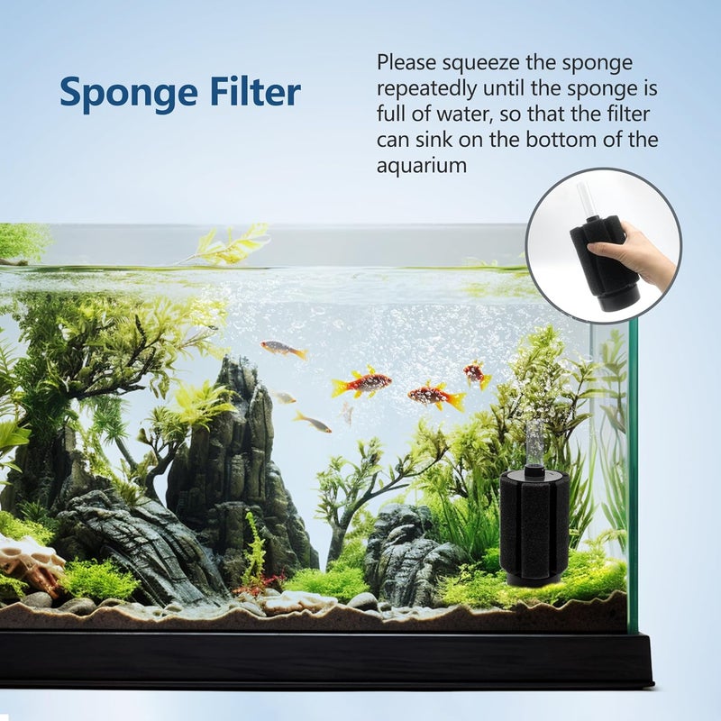 DVHEY Aquarium 80-150 Gallon Sponge Filter with Air Stone and Ceramic Media Quiet Fish Tank Filters fit Breeding Fry Betta Shrimp Fish Tank - Image 4